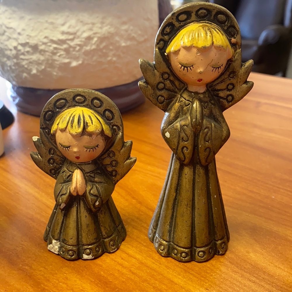 Vintage 2 Japan paper mache angels ornaments